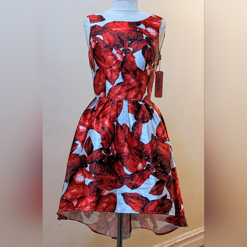 Chi-Chi London Piper Floral Bardot Red Dress: Size 2 (UK 6)